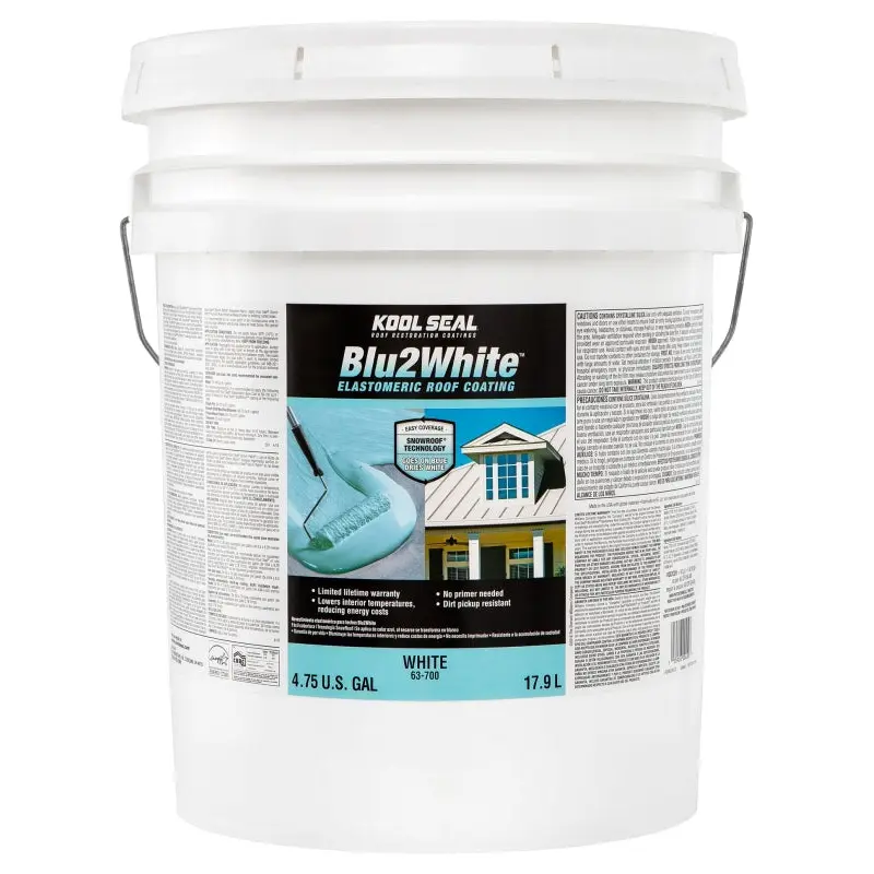 Kool Seal KS0063700-20 Elastomeric Roof Coating, White, 5 gal, Liquid