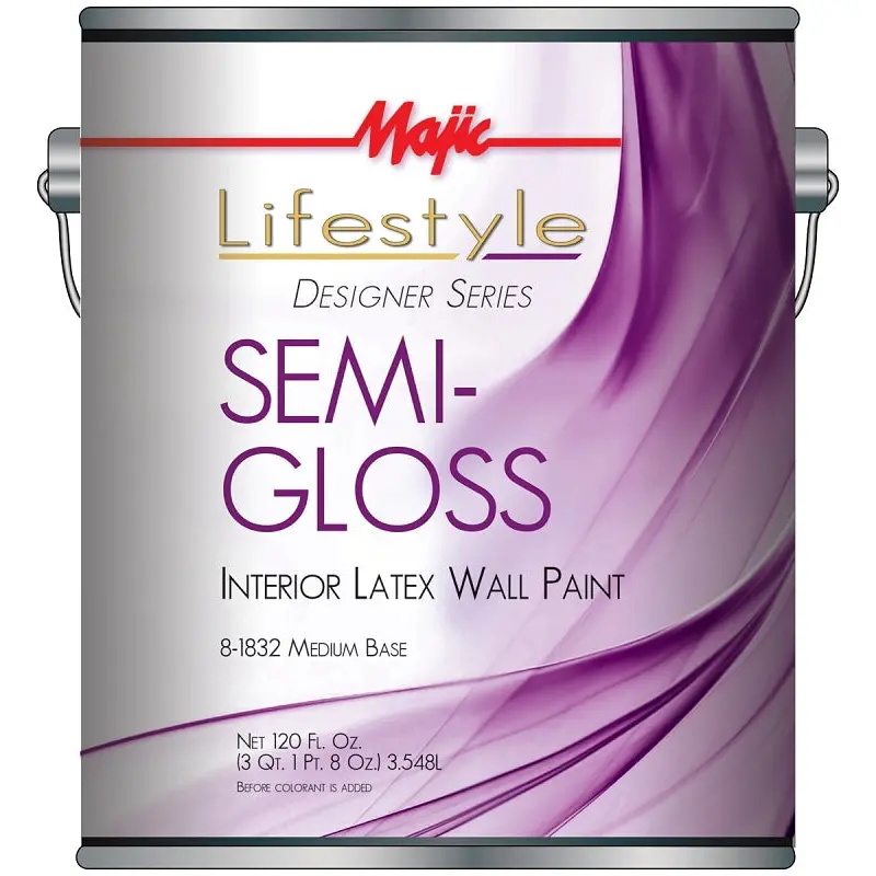 Majic Paints 8-1832-1 Interior Paint, Semi-Gloss Sheen, Medium, 1 gal, Can, 350 sq-ft Coverage Area