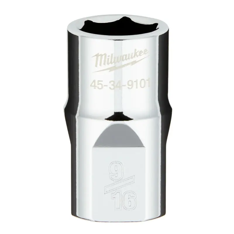 Milwaukee 45-34-9101 Socket, 9/16 in Socket, 1/2 in Drive, 6-Point, Chrome Vanadium Steel, Chrome