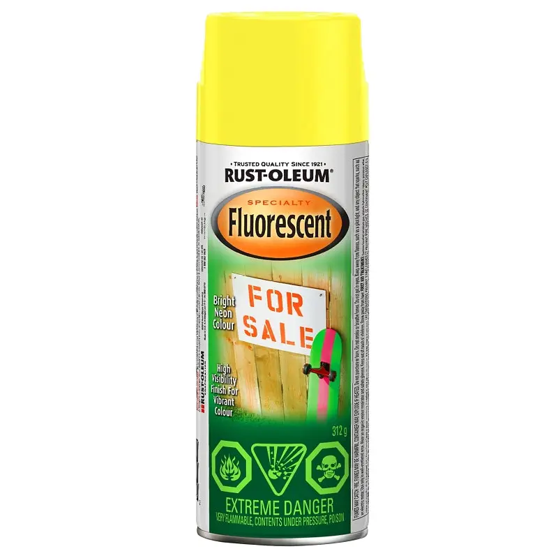 Rust-Oleum N1942830 Fluorescent Spray Paint, Matte, Fluorescent Yellow, 312 g, Can