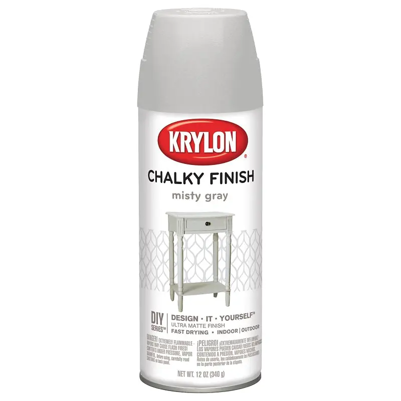 Krylon K04102000 Chalk Spray Paint, Matte, Misty Gray, 12 oz, Can