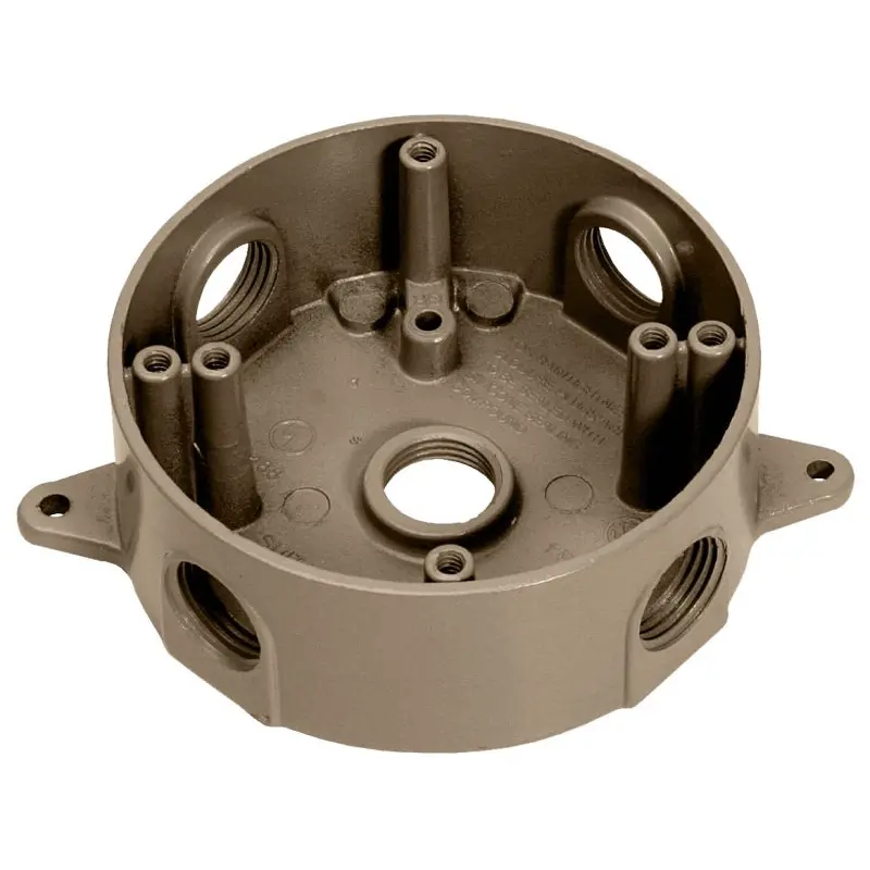 Teddico/Bwf 3505AB-1 Outlet Box, 5-Knockout, 5-1/2 in, Metal, Bronze, Powder-Coated