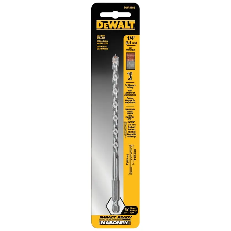 DeWALT DWA5102 Drill Bit, 1/4 in Dia, 6 in OAL, 1/4 in Dia Shank, Hex Shank