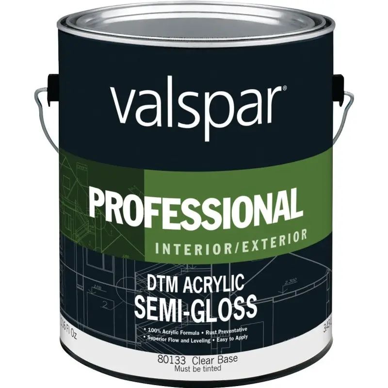 Valspar 045.0080133.007 DTM Acrylic Enamel Paint, Semi-Gloss Sheen, Clear, 1 gal, Pail