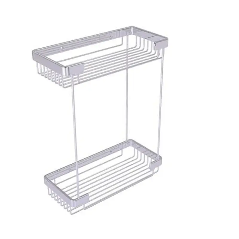 Allied Brass Double Tier Rectangular Toiletry Shower Basket in Polished Chrome