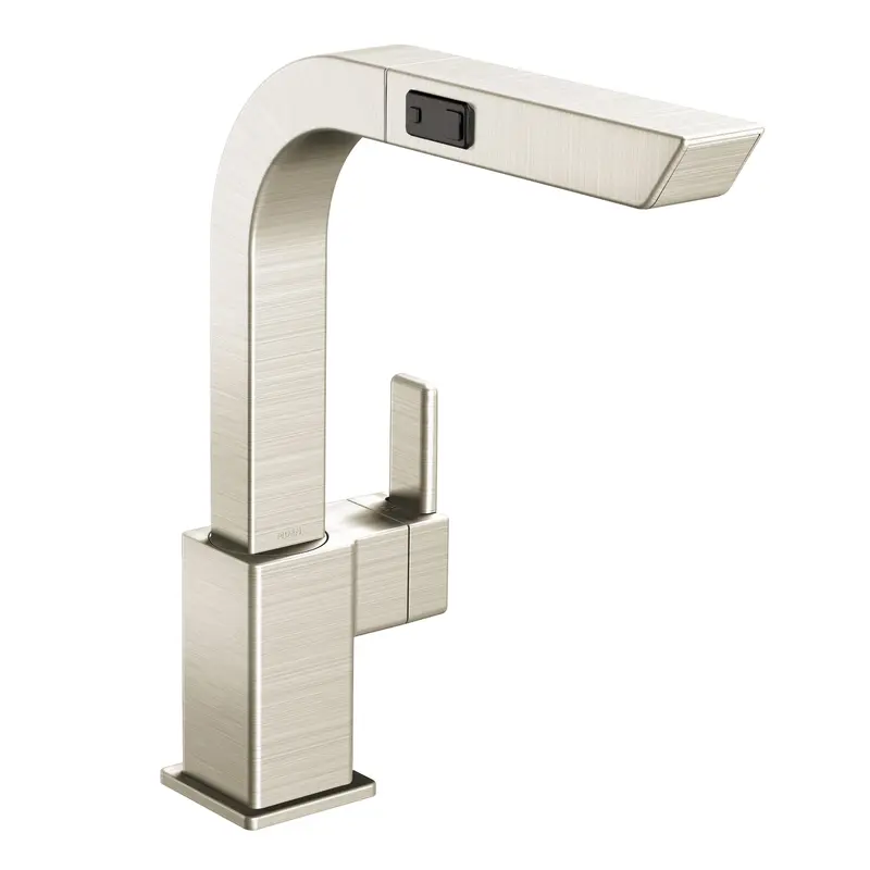90 Degree Classic stainless one-handle high arc pullout kitchen faucetClassic Stainless