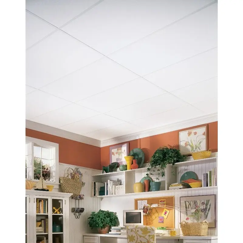Armstrong Ceilings 48-in x 24-in Plain White 8-Pack White Smooth 15/16-in Drop Acoustic Panel Ceiling Tilessq/ft