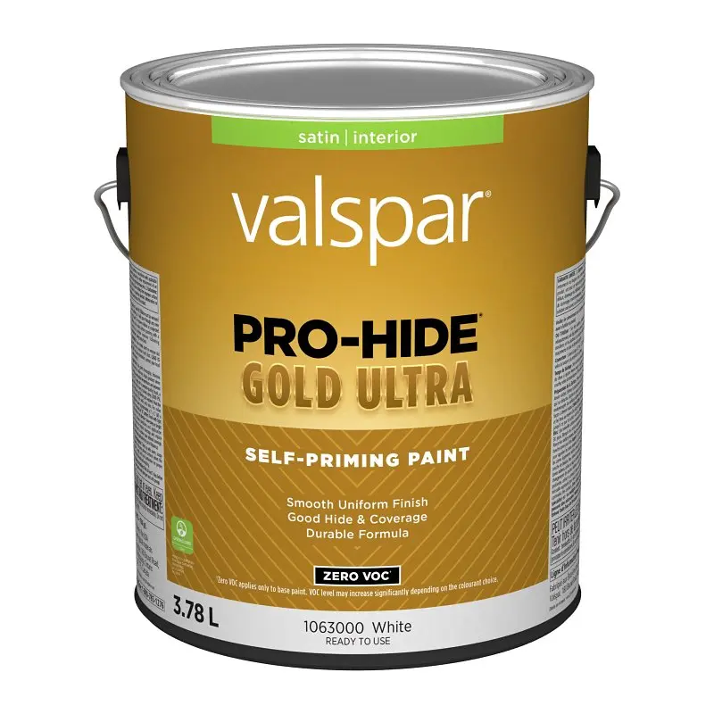 Pro-Hide Gold Ultra 029.1063000.007 Interior Self-Priming Paint, Satin, White, 1 gal, 37 sq-m Coverage Area