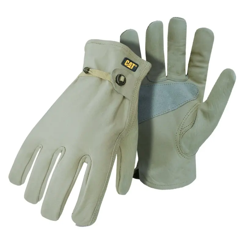 CAT CAT012110L Gloves, Men's, L, Keystone Thumb, Ball and Tape Cuff, Cowhide Leather, Tan