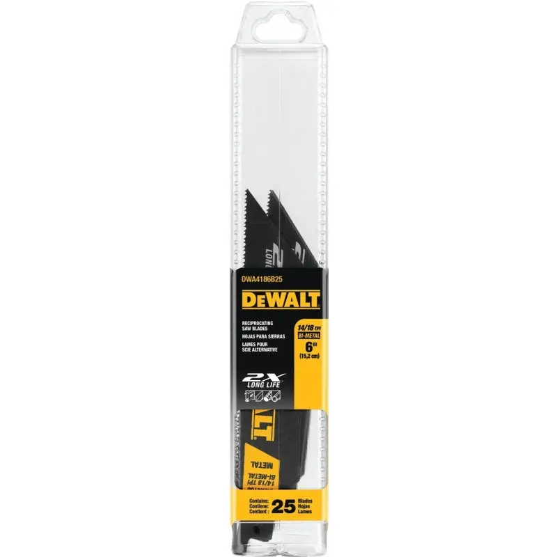 DeWALT DWA4186B25 Reciprocating Saw Blade, 1 in W, 6 in L, 14/18 TPI
