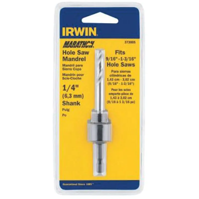 Irwin 373002 Mandrel Hole Saw Arbor, 1/2 in Shank, Hex Shank