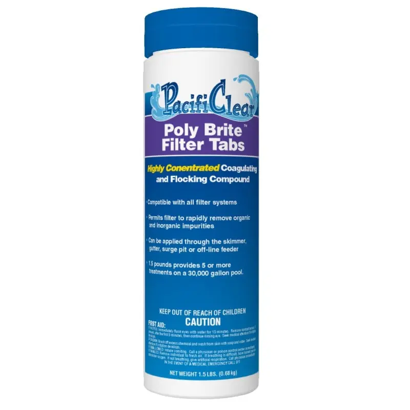 PacifiClear Poly-Brite F033002018PC Filter Clarifier Chemical, 1.5 lb Bottle, Tablet