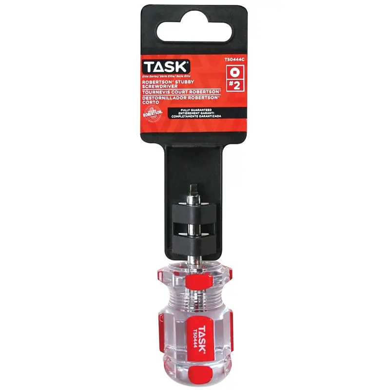 TASK Elite Series T50444 Screwdriver, #2 Drive, Robertson Drive, 1-1/2 in L Shank, Acetate Handle, Hard-Grip Handle