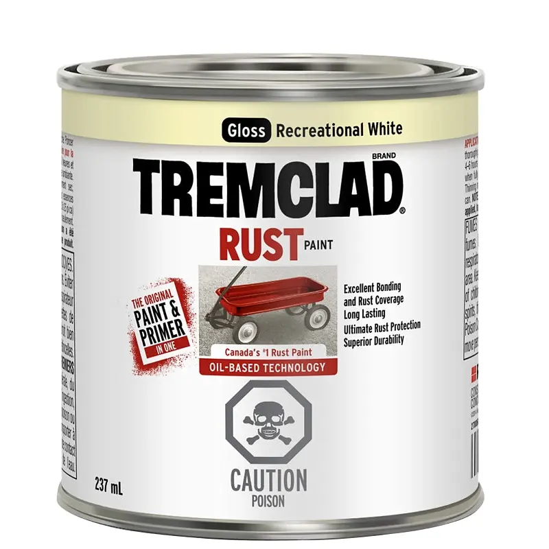 Tremclad 27032X125 Rust Preventative Paint, Oil, Gloss, Recreational White, 237 mL, Can