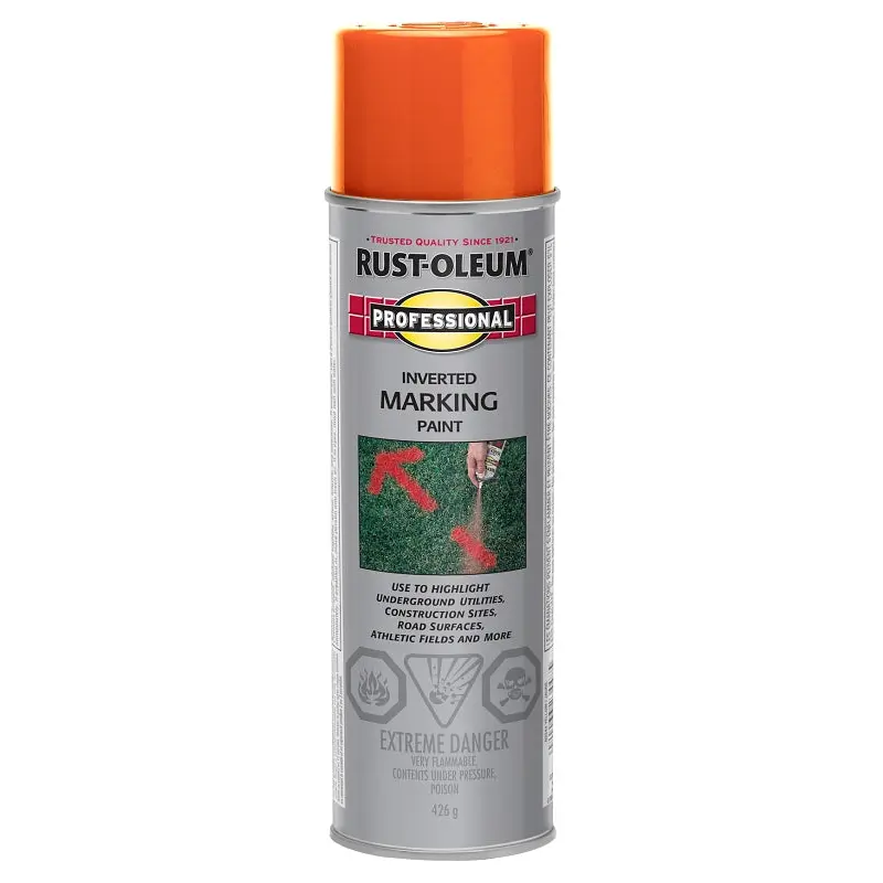 Rust-Oleum N2358838 Inverted Marking Spray Paint, Matte, Orange/Red, 426 g, Can