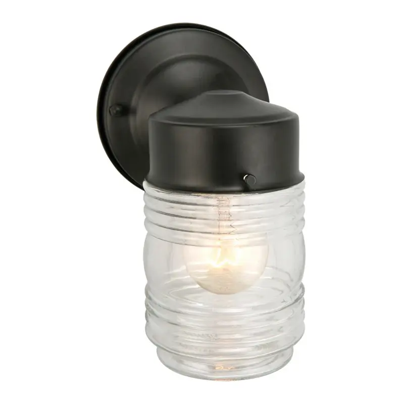 Design House Jelly Jar Outdoor Wall Lantern Sconce in Matte Black 4.5-Inch by 7.5-Inch4.5" x 7.5"