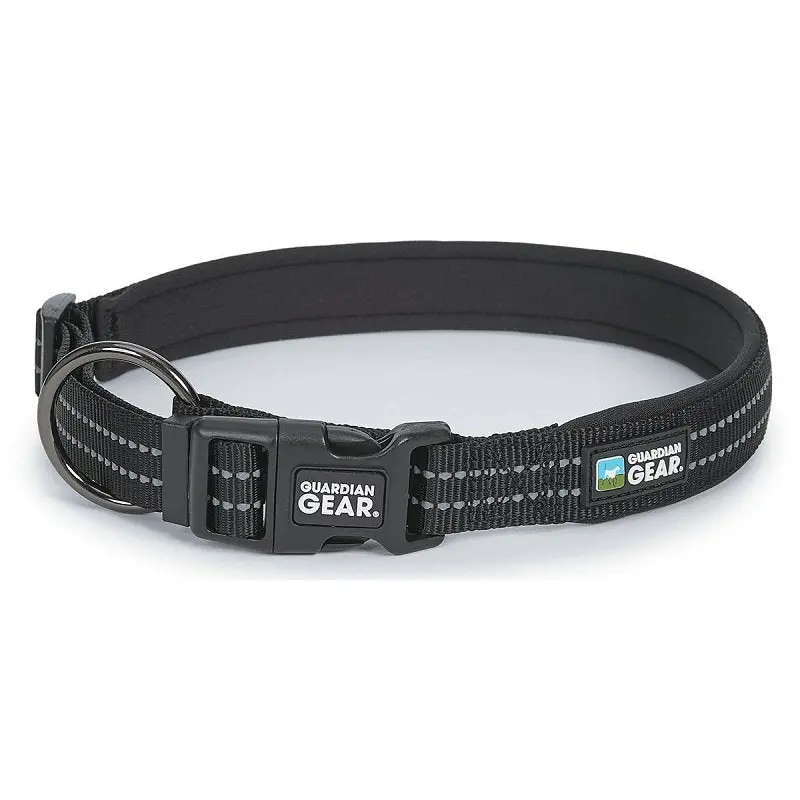 Guardian Gear ZA0006 16 30 Dog Collar, O-Ring Link, 16 to 30 in L Collar, Nylon, Jet Black
