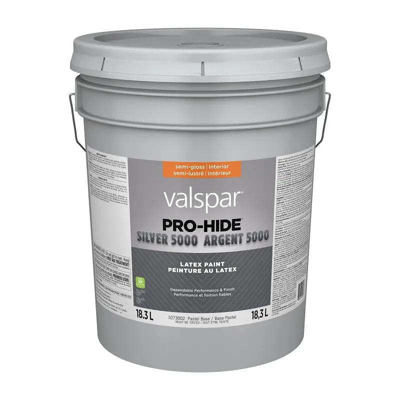 Pro-Hide Silver 5000 029.1073002.008 Interior Paint, Semi-Gloss, Pastel, 5 gal, 37 sq-m Coverage Area