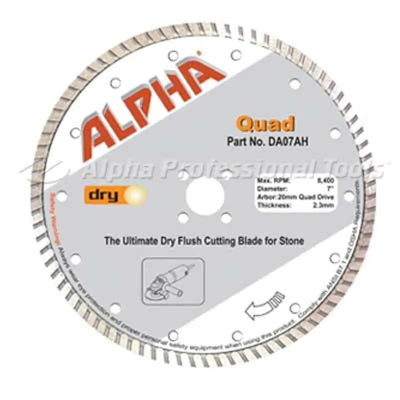 Alpha Quad - The Ultimate Dry Flush Cutting Blade for Stone Fabricators4"