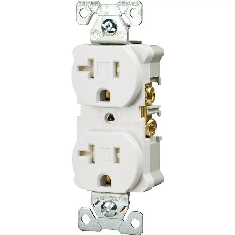 Eaton Wiring Devices TRBR20W-BXSP Duplex Receptacle, 2 -Pole, 20 A, 125 V, Back, Side Wiring, NEMA: 5-20R, White