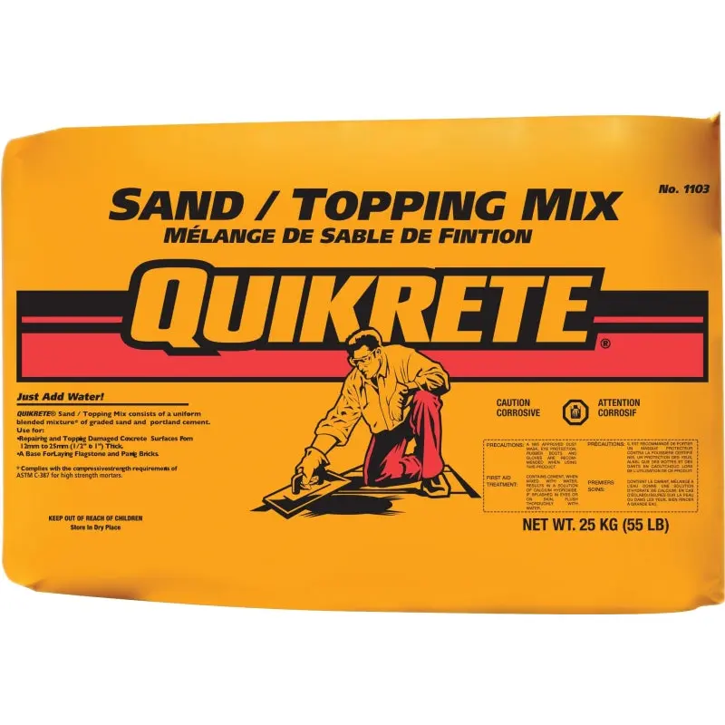Quikrete 110326 Sand/Topping Mix, Granular Solid, Brown/Gray, 25 kg Bag