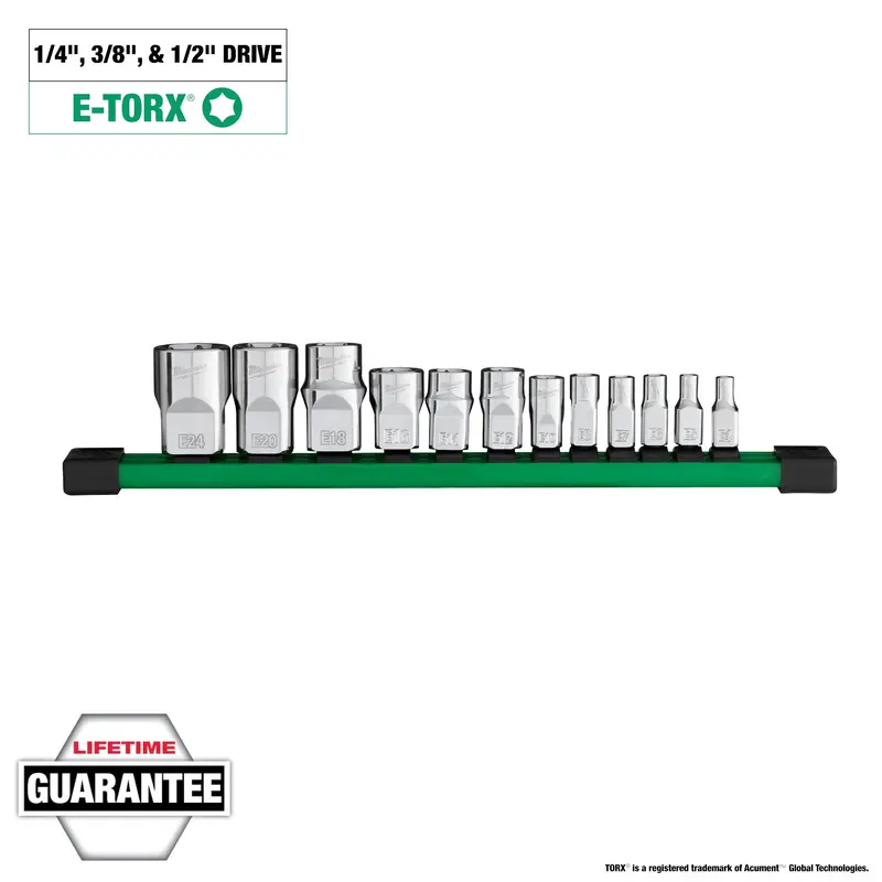 Milwaukee 48-22-9570 12pc 1/4, 3/8, & 1/2 Drive External TORX Socket Set
