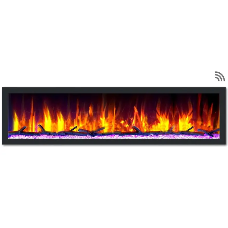 74 in. Cascade Flush-Mount LED Electric Fireplace in Black88 / carton