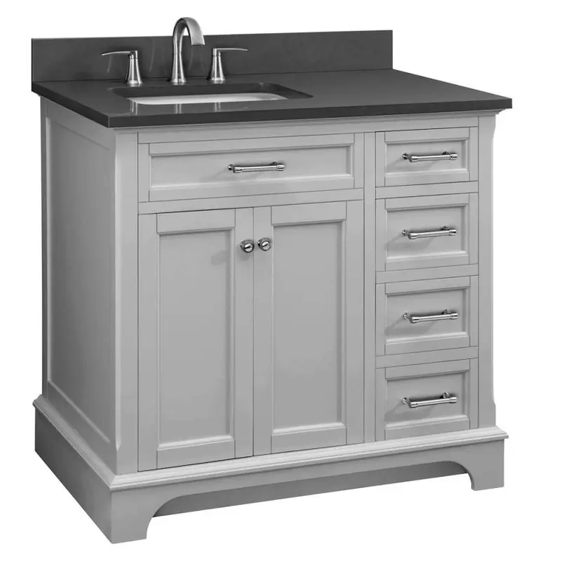 allen   roth Roveland 36-in Light Gray Single Sink Bathroom Vanity with Dark Gray Engineered Stone Top