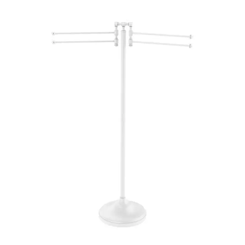 Allied Brass Towel Stand with 4 Pivoting Swing Arms in Matte White