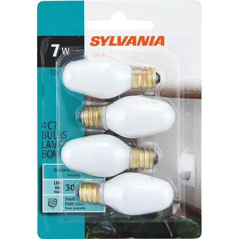 Sylvania 13544 Incandescent Lamp, 7 W, Candelabra E12 Lamp Base, 2850 K Color Temp, 3000 hr Average Life