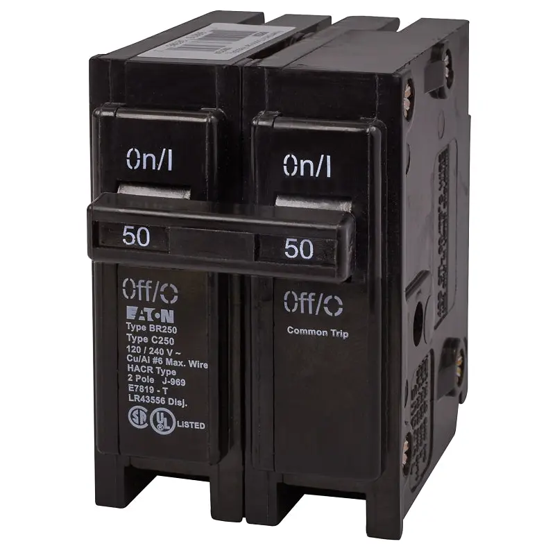 Cutler-Hammer BR250 Circuit Breaker, Mini, Type BR, 50 A, 2 -Pole, 120/240 V, Plug Mounting