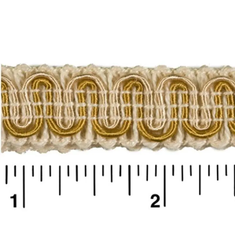Rayon Scroll Gimp - Y28 Alabaster/Gold 36 Yards