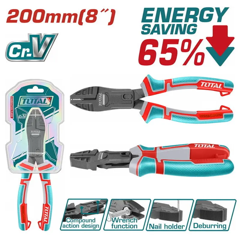 TOTAL Compound Action Combination Pliers 200mm (THTC510806)