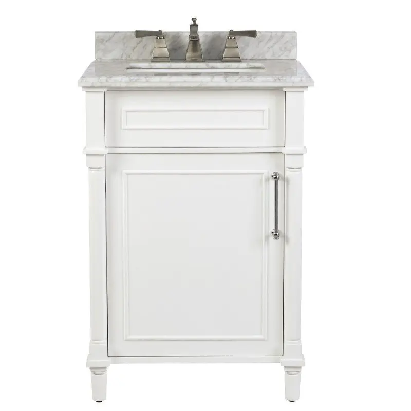 Aberdeen 24 in. W x 20 in. D Bath Vanity in White with Carrara Marble Top with White SinkDove Grey / 122 / Carrara White Marble