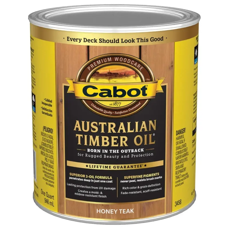 Cabot 140.0003458.005 Australian Timber Oil, Honey Teak, Liquid, 1 qt, Can