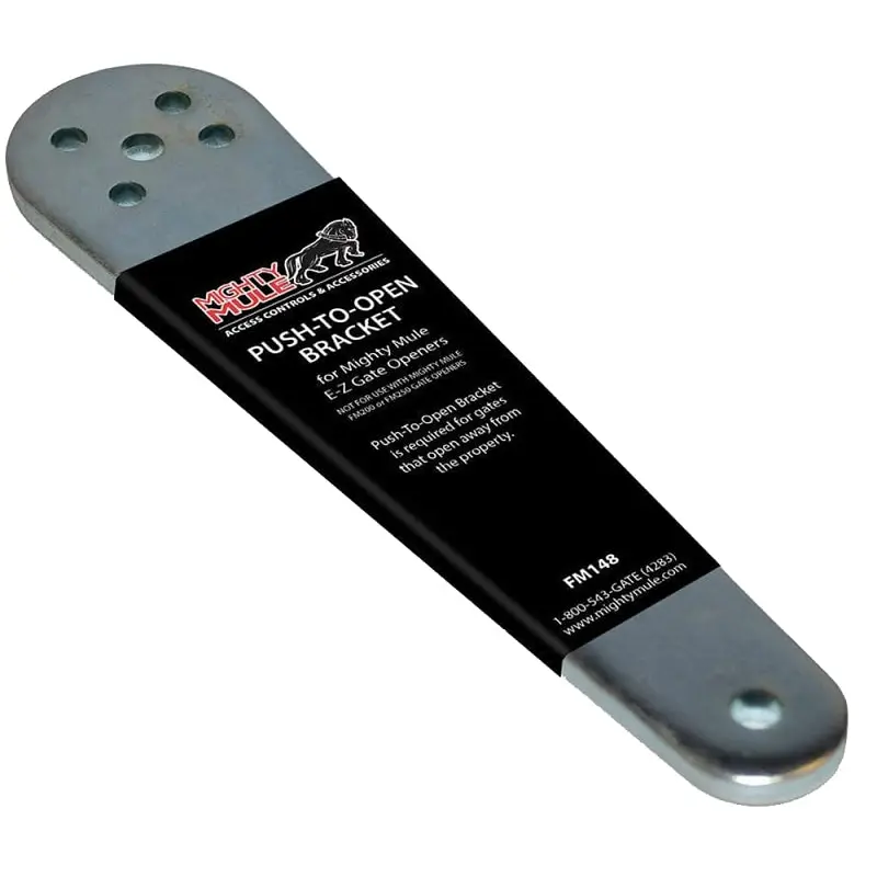 Mighty Mule FM148 Push to Open Bracket, Metal, For: Mighty Mule FM500/502, 600 and 350/352 Automatic Gate Openers