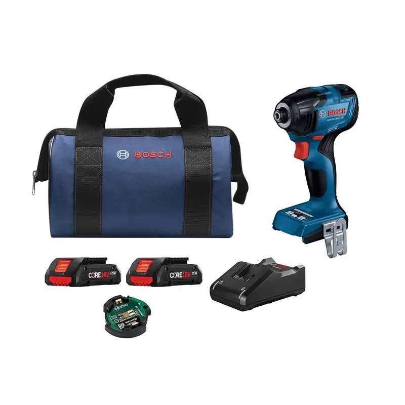 Bosch GDR18V-1860CB25 18V Connected-Ready 1/4 In. Hex Impact Driver Kit with (2) CORE18V 4.0 Ah Compact Batteries and (1) Connectivity Module