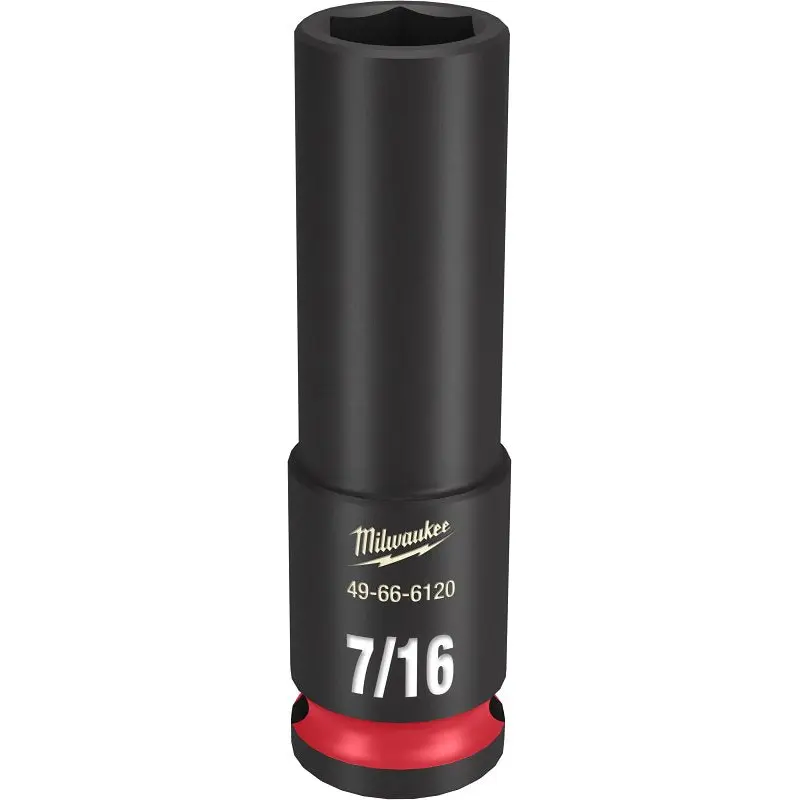 Milwaukee SHOCKWAVE Impact Duty Series 49-66-6120 Deep Impact Socket, 7/16 in Socket, 3/8 in Drive, Square Drive