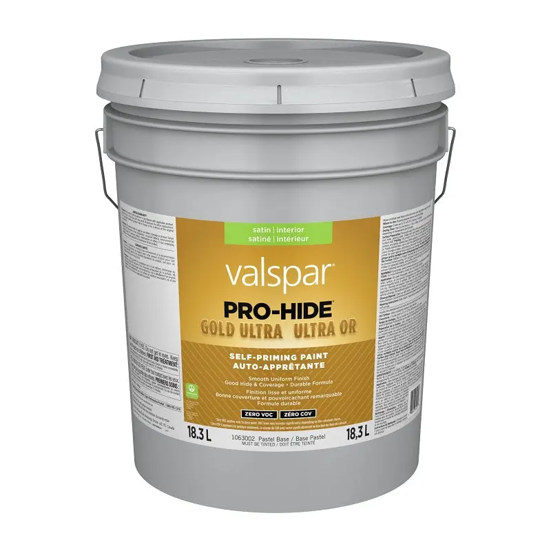 Pro-Hide Gold Ultra 029.1063002.008 Interior Self-Priming Paint, Satin, Pastel, 5 gal, 37 sq-m Coverage Area