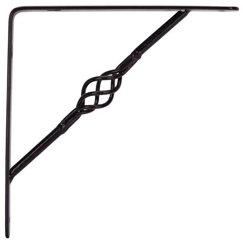 ProSource SB-017PS Decorative and Elegant Shelf Bracket, 220 lb/Pair, 8 in L, 8 in H, Steel, Black