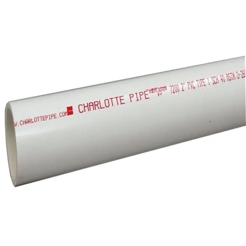 Charlotte Pipe PVC 07200 0800 Pipe, 2 in, 20 ft L, SCH 40 Schedule, PVC, White