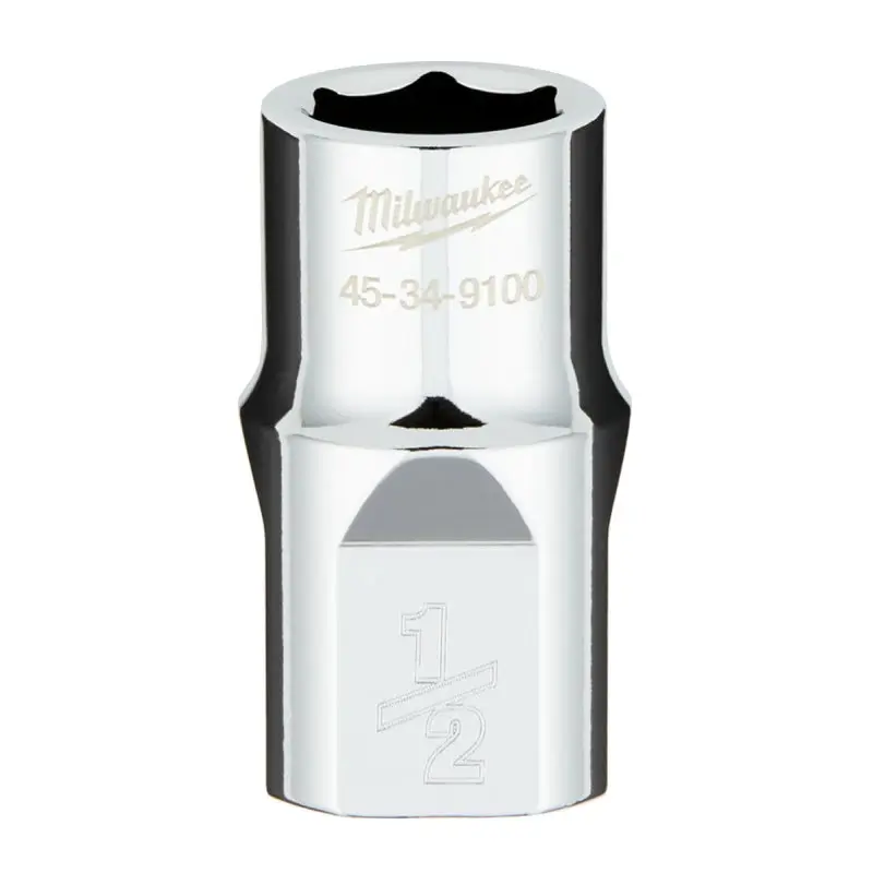 Milwaukee 45-34-9100 Socket, 1/2 in Socket, 1/2 in Drive, 6-Point, Chrome Vanadium Steel, Chrome