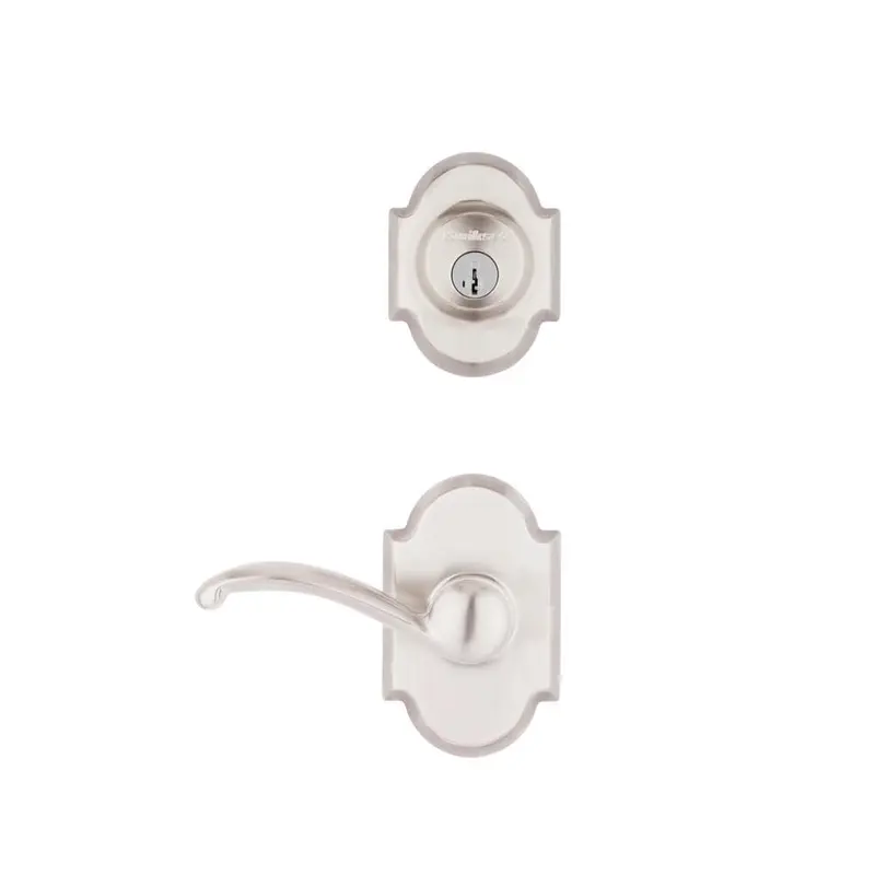 Austin Satin Nickel Passage Door Lever and Single Cylinder Deadbolt Combo Pack Featuring SmartKey Security