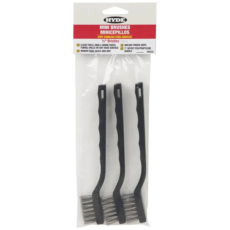 Hyde 46650 Mini Brush, 1/2 in L Trim, Stainless Steel Bristle, 10 in OAL