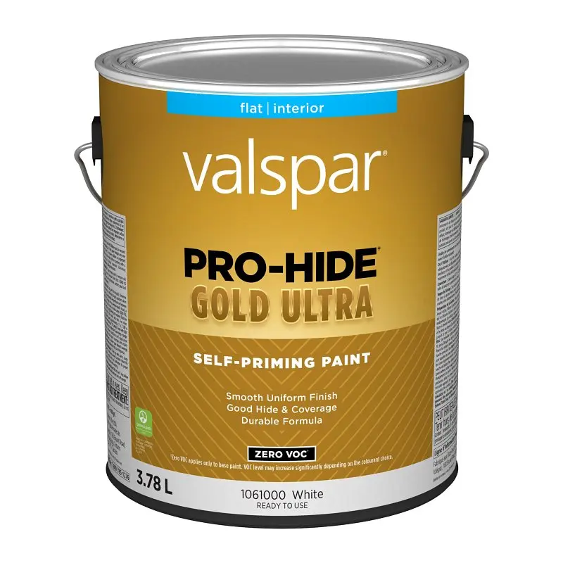 Pro-Hide Gold Ultra 029.1061000.007 Interior Self-Priming Paint, Flat, White, 1 gal, 37 sq-m Coverage Area