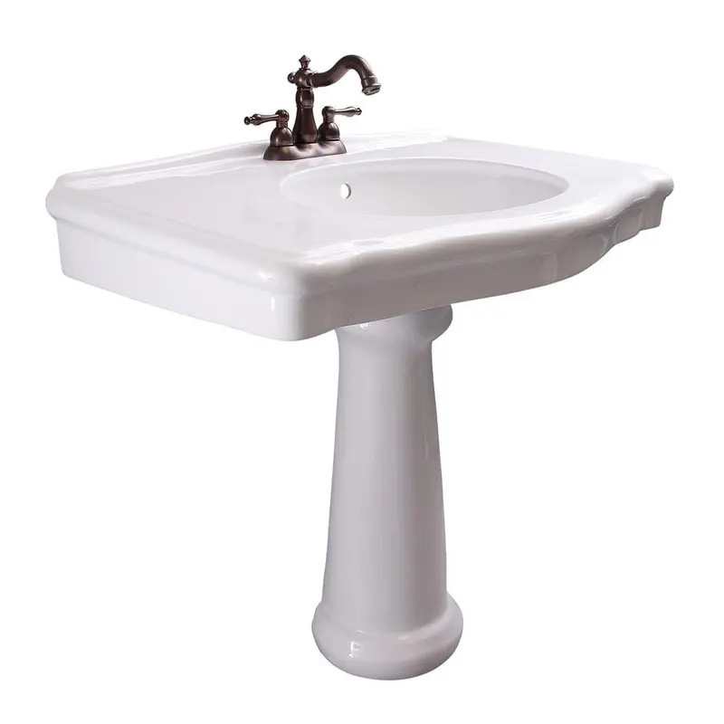 Barclay Products Anders Pedestal Sink Combo in White with 4 in. Centerset Faucet HolesWhite / 55