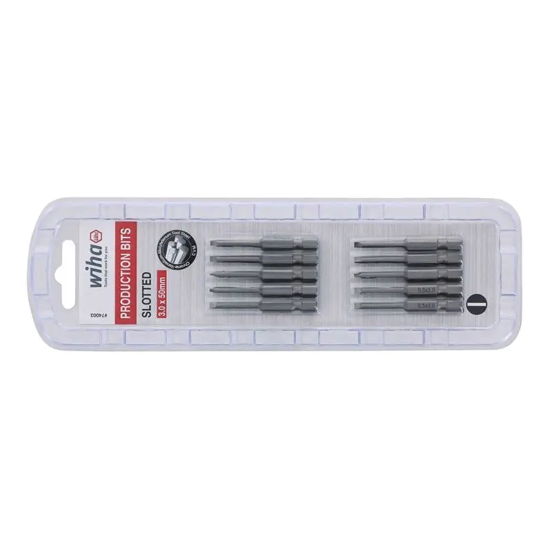 Wiha Slotted Power Bit 3.0 x 50mm Pack of 10 Bits