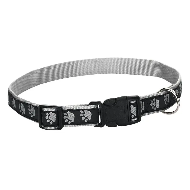 Casual Canine ZA8871 14 17 Dog Collar, 14 to 20 in L Collar, 5/8 in W Collar, Nylon, Black, Two Tone Paw Print