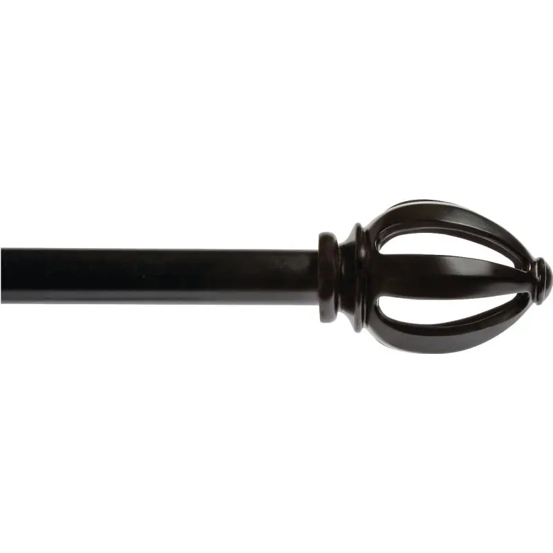 Kenney KN80210 Curtain Rod, 3/4 in Dia, 66 to 120 in L, Black