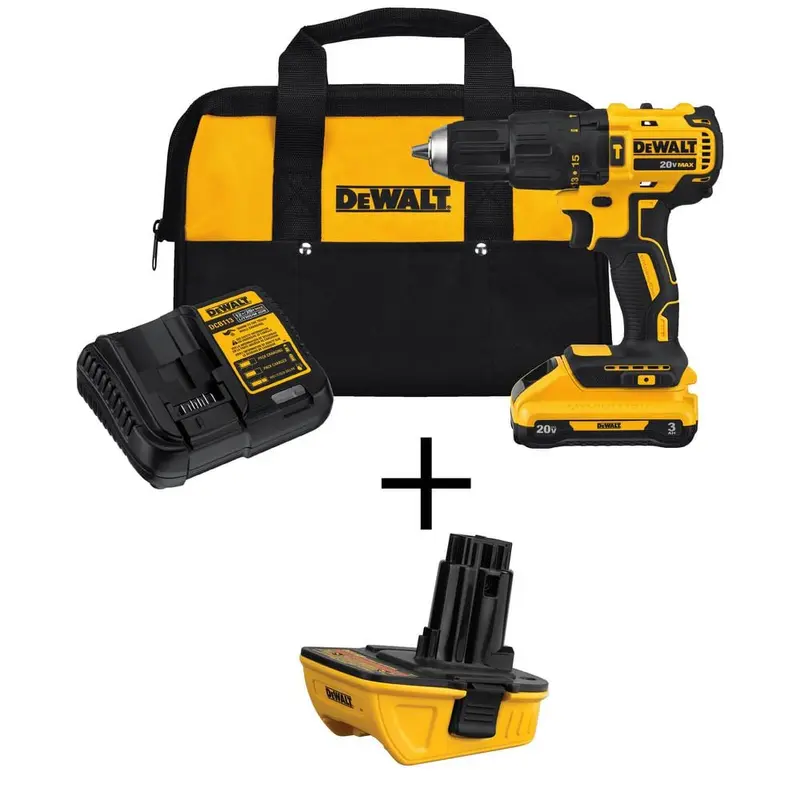 20-Volt Max Lithium-Ion Cordless Brushless 1/2 in. Compact Hammer Drill with Bonus  20-Volt Adapter for 18-Volt Tools6.3 / each